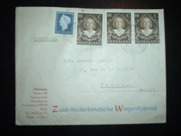 LETTRE PAR ESPRES POUR LA BELGIQUE TP 10C X3 + 6C OBL. 15 II 1949 + ZUID-NEDERLANDSCHE WAGENFABRIEK - Storia Postale