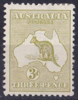Australia 1913 Kangaroo 3d Olive 1st Wmk Die I MH - - Nuevos
