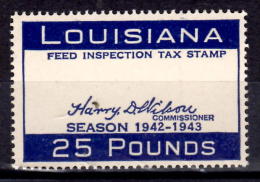 U.S.A. 1942 25 Pound Louisiana Feed Inspection Stamp - Fiscal