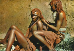 AFRICA, MASAI MEN HAIRDRESSING WITH OCHRE,old Photo Postcard - Unclassified