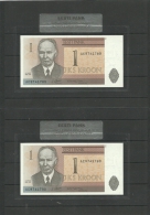 Estonia Estonie 1 Kroon 1992 Banknote UNC In Official Bank Holder Of  Estonian Bank 2 Notes In The Row!! - Estonie