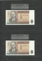 Estonia Estonie 1 Kroon 1992 Banknote UNC In Official Bank Holder Of  Estonian Bank 2 Notes In The Row!! - Estland