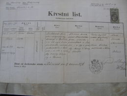 Old Paper - Czech Rep. Radnice -Rokcany - Plzen - Václav Suchánek - Anna Klírova  1876  DC5.8 - Naissance & Baptême