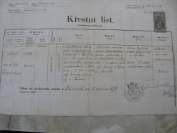 Old Paper - Czech Rep. Radnice -Rokcany - Plzen - Václav Suchánek - Anna Klírova  1876  DC5.8 - Birth & Baptism