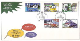 FDC Hong Kong 1999 Public Road Transport Stamps Bus Tram Train Taxi Airport Express Plane - FDC
