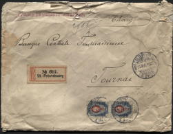 RUSSIA - Registered + Insured Cover ST PETERSBOURG To Belgium (Tournai) 1901 - Some Defaults - Chargé Assuré(444) - Lettres & Documents