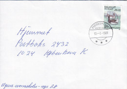 Greenland Deluxe EGEDESMINDE (AUSIAIT) 1989 Cover Brief To Denmark Bird Vogel Oiseau Stamp - Storia Postale