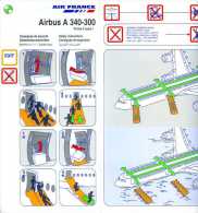 Consignes De Sécurité Air France Airbus A 340-300 - Safety Cards
