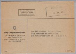 Heimat BE Bern Linde 1945-09-29 Aushilfs-Bedarfs-Stempel Auf Feldpostbrief Nach Basel - Covers & Documents