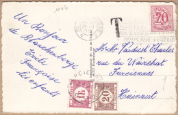 10470# BELGIQUE CARTE POSTALE TAXEE Obl BLANKENBERGE 1957 TAXE 1.20 F Obl FARCIENNES HAINAUT - Lettres & Documents