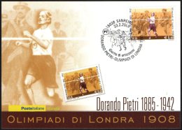 ATHLETICS / OLYMPIC GAMES - ITALIA SANREMO 2008 - DORANDO PIETRI - OLIMPIADI DI LONDRA 1908 - CARTOLINA POSTE ITALIANE - Ete 1908: Londres