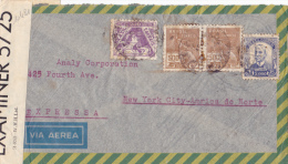 10481# BRESIL LETTRE PAR AVION CENSURE US FLORIANO PIAUHY BRASIL PIAUI Pour NEW YORK CITY EXPRESSA - Covers & Documents