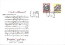 Oslo 5/10/1990. 150 Ans De La Naissance De Johan Svendsen Musicien Musique Partition Portée - FDC