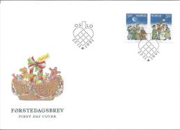 Oslo 22/11/1991 Timbres Pour Noël. Personnages Costumés Lanterne - FDC