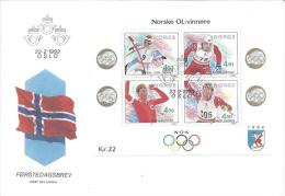 Oslo 23/2/1993 Jeux Olympiques D'hiver 1994 à Lillehammer. Médailles Norvégiennes. Ski. BF N°19 - FDC