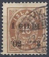 ISLANDE _ 1 Gildi Sur 16 A. De 1902 Oblitéré Avec Une Variété - Sin Dentar, Pruebas De Impresión Y Variedades