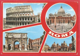 CARTOLINA VG ITALIA - ROMA - Vedute Panorama - 10 X 15 - ANNULLO ROMA 1988 - Multi-vues, Vues Panoramiques