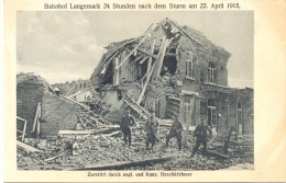 Langemark, Zerstörter Bahnhof, 1. WK, 1915 - Langemark-Pölkapelle