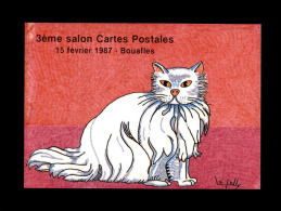 CARTES DE SALONS - 78 - BOUAFLES - Salon De La Carte Postale - 1987 - Chat - Bourses & Salons De Collections