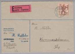 Heimat VD St.Cergue 1945-12-05 Expressbrief Nach Kummershausen - Covers & Documents