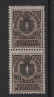 Fra469 Luogotenenza Re Umberto II Recapito Autorizzato, Taxe, Soprastampa Con Stemma Senza Fasci, N.5, 1945 Coppia - Geautoriseerde Privédienst