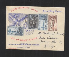 Ceylon Peace Commemorative Cover - Ceylon (...-1947)