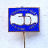 Badge Pin ZN000282 - Boxing Soviet Union SSSR USSR CCCP Lithuania Kaunas National Championships 1987 - Boxing