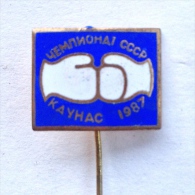 Badge Pin ZN000282 - Boxing Soviet Union SSSR USSR CCCP Lithuania Kaunas National Championships 1987 - Boxen