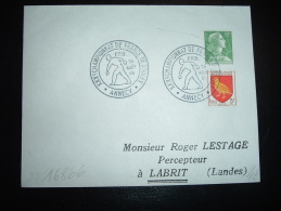 LETTRE TP MARIANNE DE CHEFFER 12F + AUNIS 3F OBL.26 AOUT 56 ANNECY XXXE CHAMPIONNAT DE FRANCE DE BOULES (74 HAUTE-SAVOIE - Boule/Pétanque