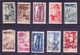 Maroc N°226 - 227 - 228 - 229 - 230 - 231 -  231B - 233 - 252 - 254 Oblitérés (10 Valeurs) - Used Stamps