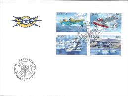 Reykjavik 9 10 1993 Vol Postaux En Islande Avion Hydravion Poste Hélice Moteur - FDC