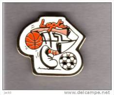 Pin´s  Sport  CYCLISME ,  BASKET-BALL , FOOT-BALL  à  LAPTE  ( 43 ) - Radsport