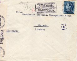 BELGIQUE LETTRE CENSUREE POUR L'ALLEMAGNE 1940 - Cartas & Documentos