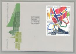 Norway - Olympic Games Lillehammer 1994 FDC - 12.02.1994 - 4 X 3K50 Olympic Stamps (flags, Buildings) - Hiver 1994: Lillehammer