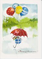 Finland Postcard Summer Greetings 3/2011 - Flying Present - Balloon - Finnish Flag * * - Postal Stationery