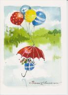 Finland Postcard Summer Greetings 3/2011 - Flying Present - Balloon - Finnish Flag * * - Entiers Postaux
