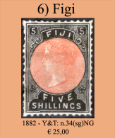 Figi-006 (1882 - Y&T N.34 (sg) NG, Privo Di Difetti Occulti) - Fidschi-Inseln (...-1970)