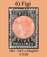 Figi-006 (1882 - Y&T N.34 (sg) NG, Privo Di Difetti Occulti) - Fiji (...-1970)
