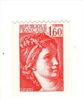 Sabine 1fr60 Rouge De Roulette YT 2158a Avec Numéro Rouge Au Verso. Voir Le Scan. Cote YT : 2 €, Maury N° 2163 A : 2 €. - Ungebraucht