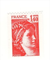 Sabine 1fr40 Rouge De Roulette YT 2104a Avec Numéro Rouge Au Verso. Voir Le Scan. Cote YT : 2 €, Maury N° 2109 A : 2 €. - Neufs