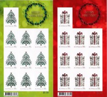 Australia 2013 Christmas Two Embossed 55c Self-adhesives Sheetlets MNH - Mint Stamps