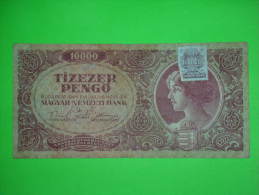 Hungary,inflation,10000 Pengo With Stamp,WWII,1945.,banknote,paper Money,bill,vintage - Ungheria