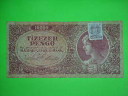 Hungary,inflation,10000 Pengo With Stamp,WWII,1945.,banknote,paper Money,bill,vintage - Hungary