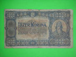 Hungary,ezer Korona,1000 Kronen,1923.,banknote ,paper Money,bill,vintage - Hungría