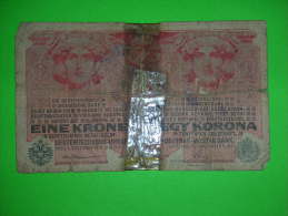 Austria-Hungary Monarchy,eine Krone,1 Korona,stamped,seal Serbia,WWI,1918.,banknote ,paper Money,bill,vintage - Hungary