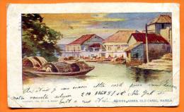 1904 - MANILA  - Native Junks , Old Canal ,PC Franked In NEW YORK . USA Stamp.ed. SUNDAY AMERICAN JOURNAL. Philippines - Philippines