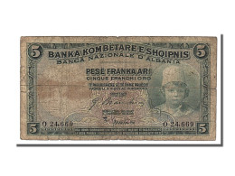 Billet, Albania, 5 Franka Ari, 1926, TB - Albanien