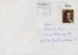 Germany BRD 1980 Cover From Stuttgart With 60 Pf. Europe: Gottfried Wilhelm Leibniz Stamp With Label - Computers