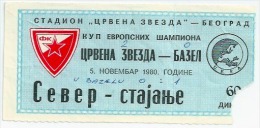 Sport Match Ticket UL000010 - Football (Soccer): Crvena Zvezda (Red Star) Belgrade Vs Basel: 1980-11-05 - Match Tickets