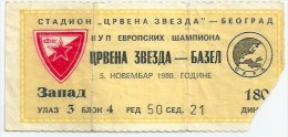 Sport Match Ticket UL000011 - Football (Soccer): Crvena Zvezda (Red Star) Belgrade Vs Basel: 1980-11-05 - Eintrittskarten